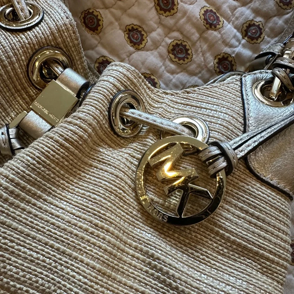 Michael Kors Tan and Gold Shoulder Bag with Tassel Detail